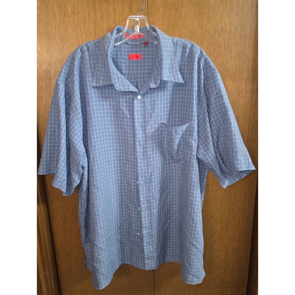 IZOD Plaid Woven Button-Up Shirt Short Sleeve Button-Down Collar Men's 2Xl